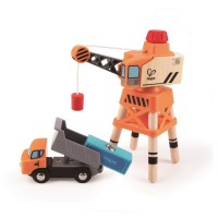 Набір для іграшкової залізниці Hape Підйомний кран та вантажівка (E3715)